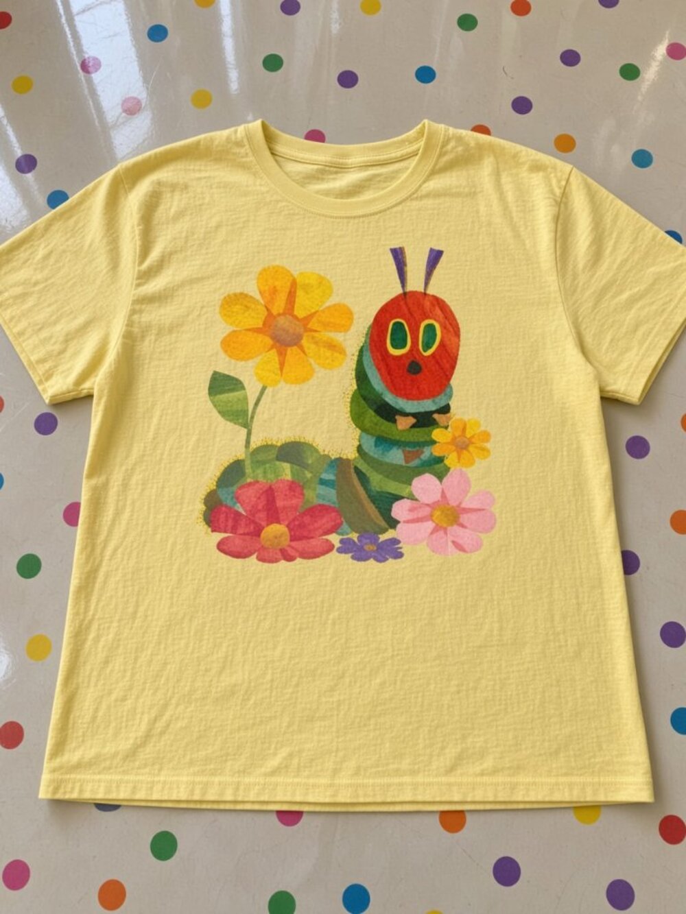 Very Hungry Caterpillar Flowers Spring Garden Graphic T-Shirt Gildan Cotton Tee